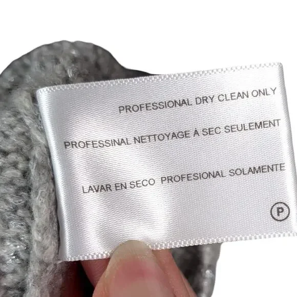 Adriano Goldschmied Noelle Gray Silver Chunky Knit Flare Sleeve Sweater SZ L - Picture 14 of 14